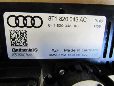 Audi OEM A4 B8 Climate Controller AC Heater Temperature Control Unit Display Panel 8T1820043AC 08 09 10 11 12 13 S5 A5 Q55